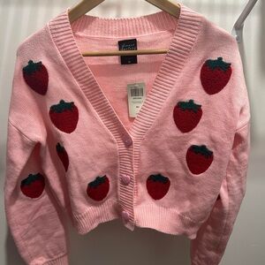 Hot Topic Pink Strawberry Cardigan
